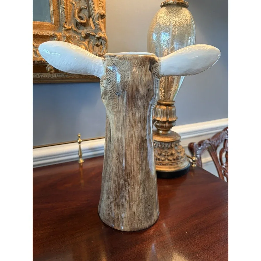 Tall Ceramic Goat Head Vase Figurine Flower Succulent Plant Home Decor 11.75